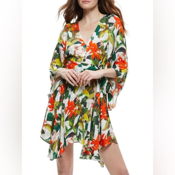 ALICE + OLIVIA Marva Floral Print Multicolor Tropical Belted Mini Dress Sz. XS - Picture 7 of 15